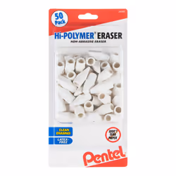 Pentel Hi-Polymer Eraser Caps  White  Pack Of 50