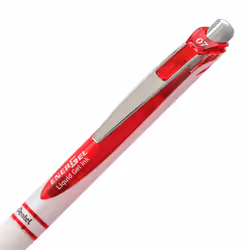 Pentel EnerGel Pearl Retractable Liquid Gel Pen  Needle Tip (0.7mm) Medium Line  Red Ink  2-Pk (BLN77WBP2B)
