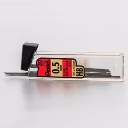 Pentel Super Hi-Polymer Refills  0.5 mm Fine  HB  180 Pieces of Lead (C25BPHB6)