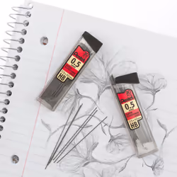 Pentel Super Hi-Polymer Refills  0.5 mm Fine  HB  180 Pieces of Lead (C25BPHB6)