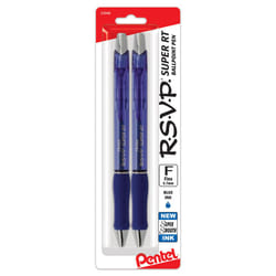 Pentel RSVP Super RT Ballpoint Pen  0.7mm Fine Line  Blue Ink  2-Pk - BX477BP2C