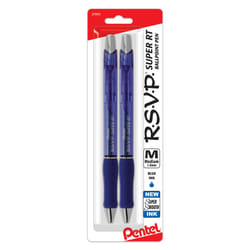 Pentel RSVP Super RT Ballpoint Pen  1.0mm Medium Line  Blue Ink  2-Pk - BX480BP2C