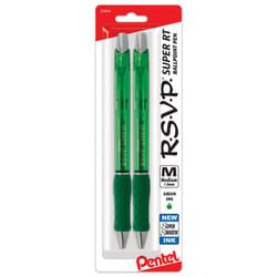 Pentel RSVP Super RT Ballpoint Pen  (1.0mm) Medium Line  green Ink  2-