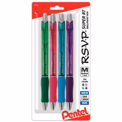Pentel RSVP Super RT Ballpoint Pen  (1.0mm) Medium Line  Assorted Ink