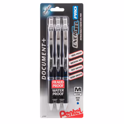 Pentel EnerGel PRO, Retractable gel pen, Blue, Black, Plastic, Medium, Round