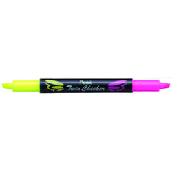 Pentel Twin Checker Dual-tip Highlighter  Chisel Tip  Yellow/Pink Ink  Pack of 12 (SLW8-GP)