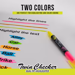 Pentel Twin checker Dual-Tip Highlighter  Chisel Tip  Assorted Colors (GF/Gk/GP/GS)  4-PK (SLW8BP4M)
