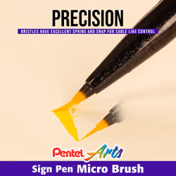 Pentel Arts Sign Pen Micro Brush Tip  Assorted Colors (A/B/C/D/E/F/G/N/P/S/V/Y)  12-PK Plastic Box (SESF30CPC12)