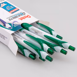 Pentel GlideWrite Ballpoint Pen with TechniFlo Ink  (1.0mm) Medium Line  Green Ink  Pack of 12