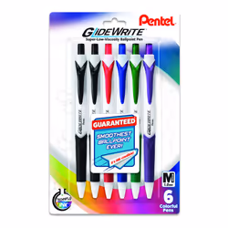 Pentel GlideWrite Ballpoint Pen with TechniFlo Ink  (1.0mm) Medium Lin