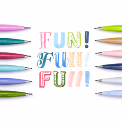 Pentel Arts Sign Pen Brush Tip  assorted 4 Pastel Colors  6-Pk (SES15C2BP6M1)