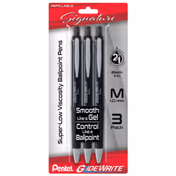 Pentel Glidewrite Signature Ballpoint Pen (1.0mm) Medium Black Barre