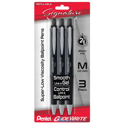 Pentel Glidewrite Signature Ballpoint Pen  (1.0mm) Medium  Black Barre