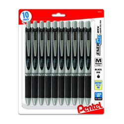Pentel Energel 0.7 MM RTX Retractable Deluxe Liquid Gel Pen  Bulk Pack Of 10 Black Ink Metal   Medium Line  Metal Tip Premium Pens Great for