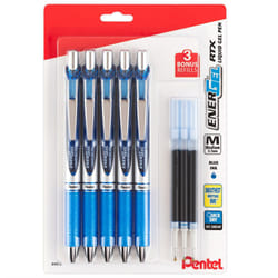 Pentel EnerGel Liquid Gel Ink Pens 0.7 mm - Pack of 5 Blue Deluxe RTX