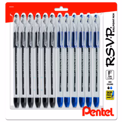 Pentel RSVP Pens Fine Point - Ballpoint - 0.7 mm - 12 Pack Of 6 Black