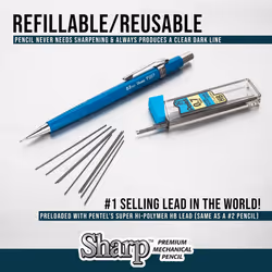 Pentel Sharp Mechanical Pencil (0.7mm)  Blue Barrel 5 Pack