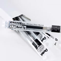 Pentel Refill Ink - For EnerGel Gel Pen  0.7mm Metal Tip  Medium  Black Ink  Pack of 6 Refills (LR7-6A)