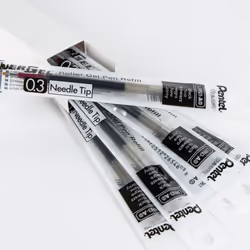 Pentel Refill Ink - for EnerGel Gel Pen  0.3mm Needle Tip  Extra Fine  Black Ink  Pack of 6 Refills (LRN3-6A)