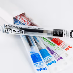 Pentel Refill Ink - For EnerGel Gel Pen  0.7mm Metal Tip  Medium  Assorted Color Inks  Pack of 6 Refills (LR7-6M)