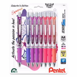 Pentel EnerGel RTX Retractable Liquid Gel Pen, Passion Expressions Pack, (0.7mm) Medium Line, Assorted Ink, 8-Pk, Retractable ...