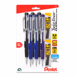 Pentel Twist-Erase Click Mechanical Pencil  (0.9mm)  Pack of 6 Pencils with 2 Pack of Lead Refills (PD279TLBP6M)