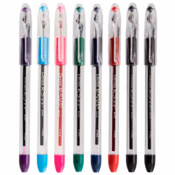 Pentel RSVP Original Ballpoint Pen  07mm Fine Line  Assorted Ink Colors  Clear Barrel  8 Pack with Bonus Black Ink Pen
