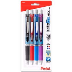 Pentel Energel 0.7 mm Needle Tip Pens - Rtx Deluxe Retractable Liquid Gel Ink Pens - Assorted Ink Colors - Black  Blue  Red   ...