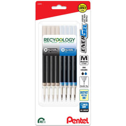 Pentel Energel 0.7 Refills - Needle Tip - Medium Point - Pack of 4 Black and 4 Blue (8 Total) - Model: LRN7
