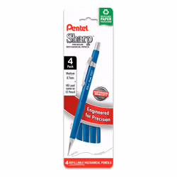 Pentel Sharp Mechanical Pencil  (0.7mm)  Medium Line  Blue Barrel  Pack of 4 (P207PF4C)