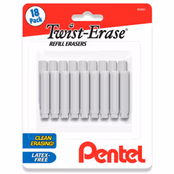 Pentel Twist Erase Refill Erasers - Pack of 18 - Latex Free Pentel Eraser Refill