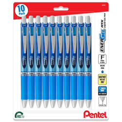 Pentel Energel 0.5 mm Needle Tip Pens - Rtx Retractable Liquid Gel Pen - Blue Ink - Pack of 10
