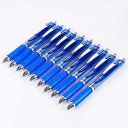 Pentel Energel 0.5 mm Needle Tip Pens - Rtx Retractable Liquid Gel Pen - Blue Ink - Pack of 10