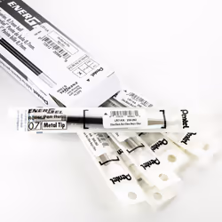 Pentel Refill Ink for EnerGel Liquid Gel Pen  (0.7mm)  Medium Line  Olive Black Ink  Box of 12 Refills (LR7-KA)