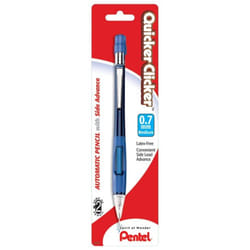Pentel Quicker Clicker Automatic Pencil  0.7mm  Transparent Barrel  Assorted Barrel Colors  Color May Vary  1 Pack (PD347BP-K6)