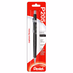 Pentel Sharp Automatic Pencil 0.5mm Black Barrel 1 Pack (P205BP-K6)
