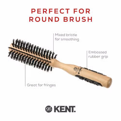 Kent PF04 Small Round Curling Brush with Hard Natural Boar Bristle- Hair Drying Brush  Round Hair Brush  and Blowout Brush - Small Round Brush for Dry