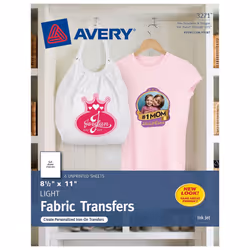 Avery 3271 Light Fabric Transfers Matte 8-1/2 x 11 Inch 6 Transfers