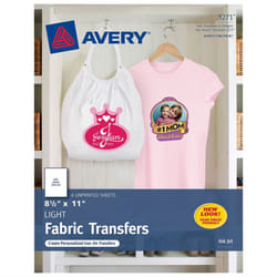 Avery 3271 Light Fabric Transfers  Matte  8-1/2 x 11 Inch  6 Transfers