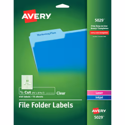 Avery 5029, Transparent, Self-adhesive printer label, Laser/Inkjet, Permanent, Universal, Rectangle