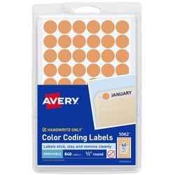 Avery 5062 self-adhesive label Circle Removable Orange 840 pc(s)