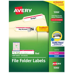 Avery 5066 Red, White Self-adhesive printer label