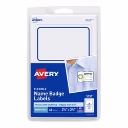 Avery 5151, Blue, White, Rectangle, Removable, Blue on white, Laser/Inkjet, 2 pc(s)