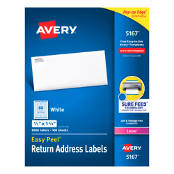 Avery 5167, Self-adhesive label, White, Laser, Permanent, Rectangle, A4