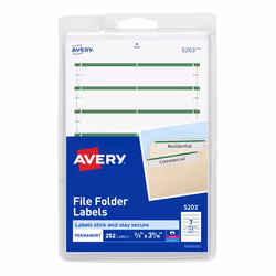 Avery 5203, Green, White, Self-adhesive printer label, Laser/Inkjet, Permanent, Rectangle, 8.73 cm