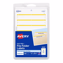 Avery 5209, White, Yellow, Self-adhesive printer label, Laser/Inkjet, Permanent, Rectangle, 8.73 cm