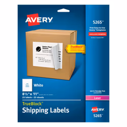 Avery 5265, White, Self-adhesive printer label, A4, Laser, Permanent, Rectangle