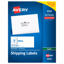 Avery 5352, Self-adhesive label, White, Permanent, Rectangle, 10.8 cm, 5.08 cm
