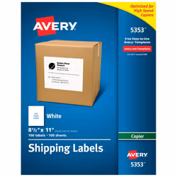 Avery 5353, White, Self-adhesive printer label, Permanent, Rectangle, 27.9 cm, 21.6 cm