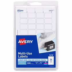 Avery 5418, White, Rectangle, Removable, A4, Universal, Laser/Inkjet